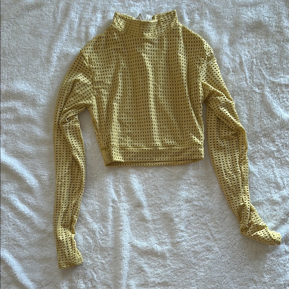 Acacia mesh cropped long sleeve top